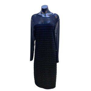 NWT Adrianna Papell Black Mesh & Jersey Textured Dress - Size 20W